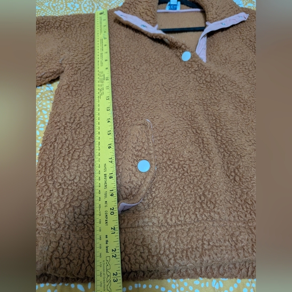 J.Crew Vintage Fleece Snap Pullover Teddy Sherpa Jacket Caramel Brown M EUC - Picture 7 of 7